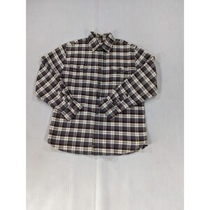 Jachs Flannel Button Down Men's Shirt Size L Heavy Weight Lumberjack Brown Gray